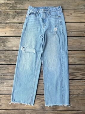 Old Navy Light Blue Distressed High-Rise Wide Leg Jeans